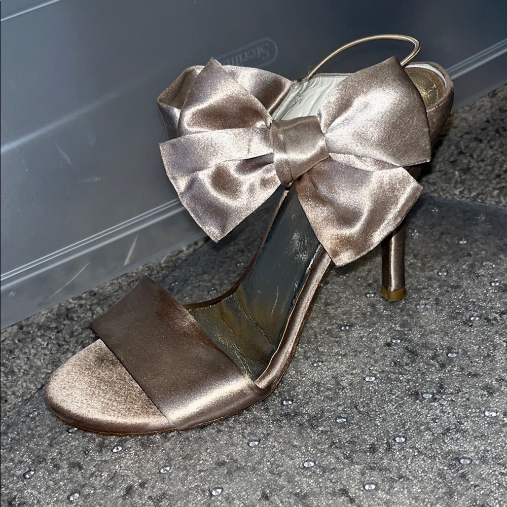 Stuart Weitzman Brown Stiletto Heels with Satin Bow
